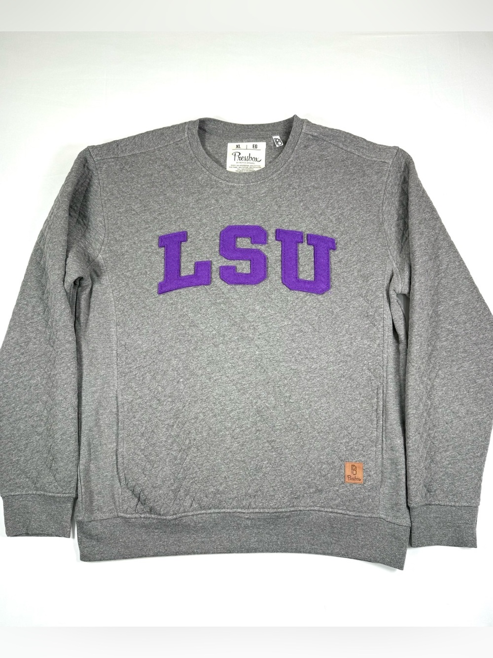 PRESSBOX Womens LSU Tigers Moose Quilted Crewneck Sweatshirt XL Collegiate Game